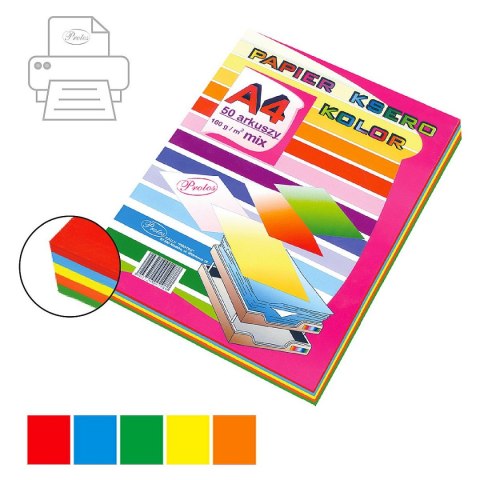 Papier kolorowy Protos A4 mix 160g Papier kolorowy Protos A4 mix 160g