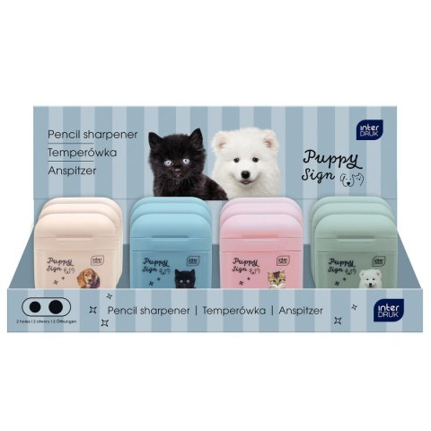 Temperówka Interdruk PUPPY SIGN podwójna mix plastikowa Temperówka Interdruk PUPPY SIGN podwójna mix plastikowa