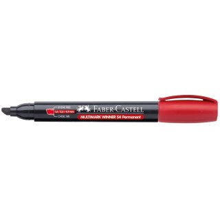 Marker permanentny Faber Castell czerwony ścięta końcówka