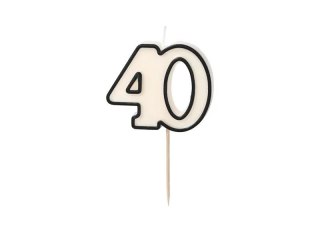 Świeczka urodzinowa Partydeco liczba 40, 5,5cm, biało-czarny (SCU16-40)