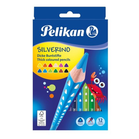 Kredki ołówkowe Pelikan Silverino 700627 12 kol. (100401596) Kredki ołówkowe Pelikan Silverino 700627 12 kol. (100401596)