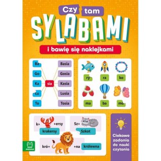 Książka dla dzieci Aksjomat Czytam sylabami i bawię się naklejkami. Ciekawe zadania do nauki czytania