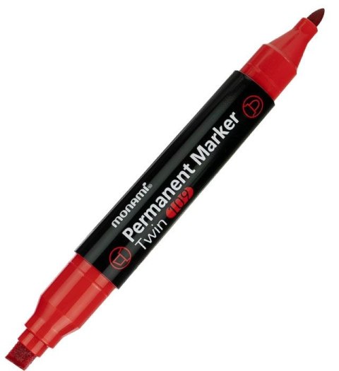 Marker permanentny Monami dwustronny TWIN 109 czerwony okrągła/ścięta końcówka (160-2456)