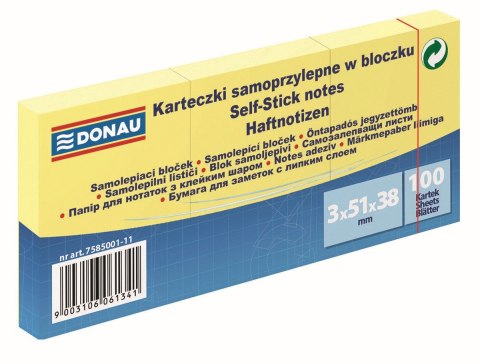 Notes samoprzylepny (karteczki) Donau żółty 100k [mm:] 38x51 (7585001-11)