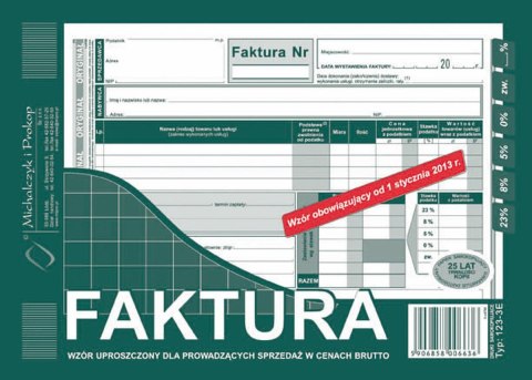 Druk offsetowy Michalczyk i Prokop Faktura VAT brutto A5 ulepszona, A5 80k. (123-3E) Druk offsetowy Michalczyk i Prokop Faktura VAT brutto A5 ulepszona, A5 80k. (123-3E)