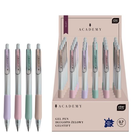 Długopis żelowy Interdruk PASTEL ACADEMY automatyczny SILKY z gripem niebieski 0,7mm (żelowy)