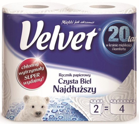 Ręcznik rolka Velvet Czysta Biel Najdłuższy kolor: biały Ręcznik rolka Velvet Czysta Biel Najdłuższy kolor: biały