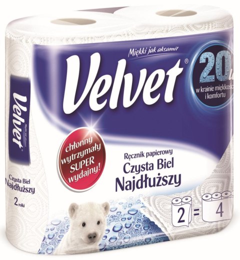 Ręcznik rolka Velvet Czysta Biel Najdłuższy kolor: biały Ręcznik rolka Velvet Czysta Biel Najdłuższy kolor: biały