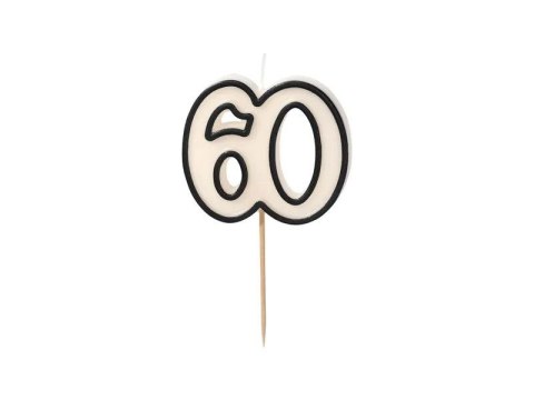 Świeczka urodzinowa Partydeco liczba 60, 5,5cm, biało-czarny (SCU16-60) Świeczka urodzinowa Partydeco liczba 60, 5,5cm, biało-czarny (SCU16-60)
