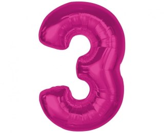 Balon foliowy Godan Smart cyfra 3, różowa, 92 cm (CH-S9R3)
