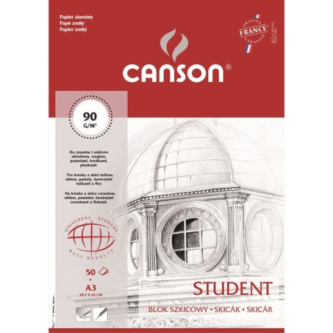 Blok rysunkowy Canson Student klejony A3 biały 90g 50k (100554853) Blok rysunkowy Canson Student klejony A3 biały 90g 50k (100554853)