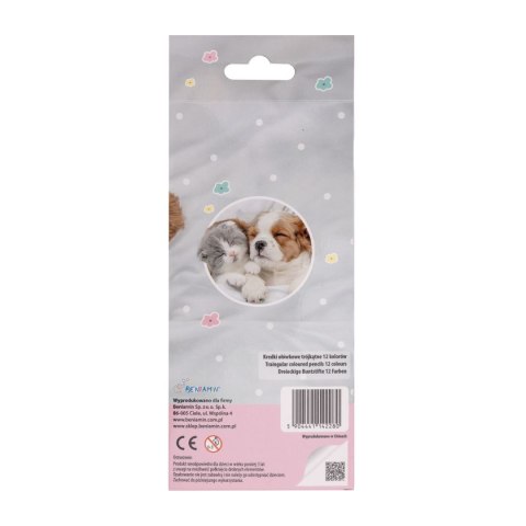 Kredki ołówkowe Beniamin The Sweet Pets trójkątne 12 kol.