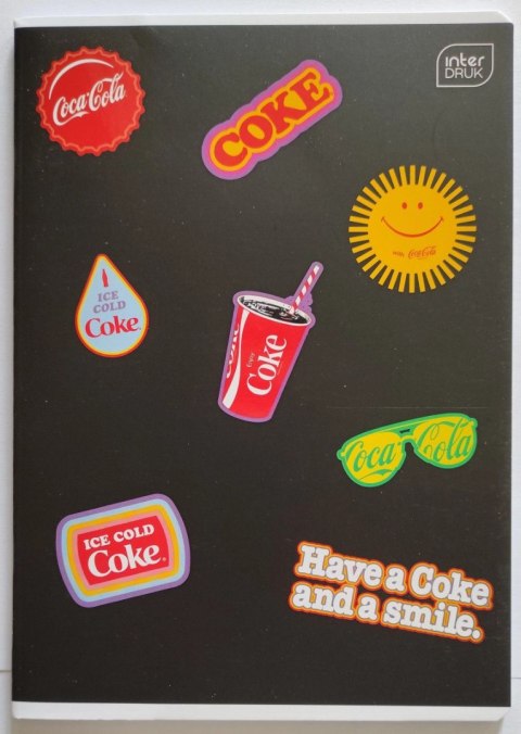 Zeszyt Interdruk COCA COLA MAT+UV A5 32k. 70g trzy linie Zeszyt Interdruk COCA COLA MAT+UV A5 32k. 70g trzy linie