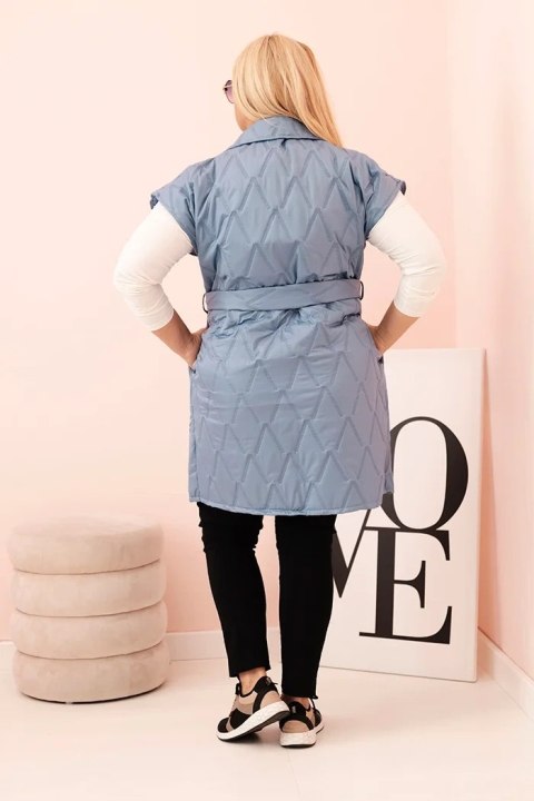 Kamizelka damska Plus Size pikowana z paskiem i kołnierzem jeansowa uniwersalny Kamizelka damska Plus Size pikowana z paskiem i kołnierzem jeansowa uniwersalny