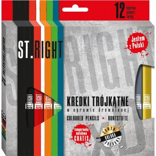 Kredki ołówkowe St.Majewski St.right trójkątne 12k + temperówka 12 kol. (5903235633294)