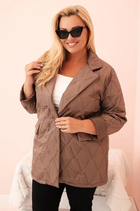 Kurtka damska Plus Size pikowana z kołnierzem i guzikiem fango uniwersalny Kurtka damska Plus Size pikowana z kołnierzem i guzikiem fango uniwersalny