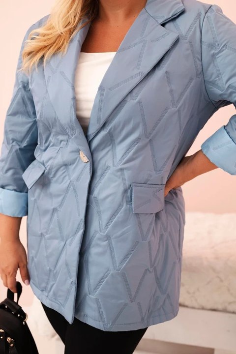 Kurtka damska Plus Size pikowana z kołnierzem i guzikiem jeansowa uniwersalny Kurtka damska Plus Size pikowana z kołnierzem i guzikiem jeansowa uniwersalny