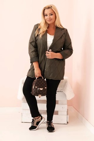Kurtka damska Plus Size pikowana z kołnierzem i guzikiem khaki uniwersalny