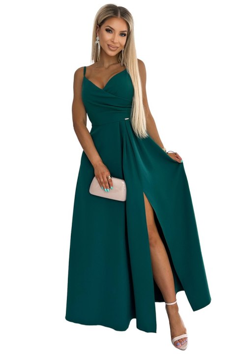 299-11 CHIARA elegancka maxi długa suknia na ramiączkach - ZIELONA - XL 299-11 CHIARA elegancka maxi długa suknia na ramiączkach - ZIELONA - XL