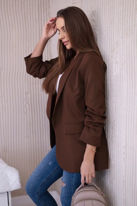 Marynarka z klapami elegancka czekoladowa uniwersalny Marynarka z klapami elegancka czekoladowa uniwersalny
