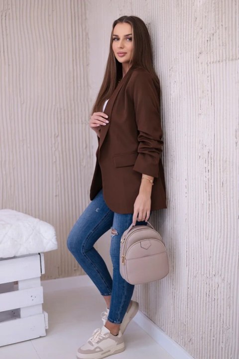 Marynarka z klapami elegancka czekoladowa uniwersalny Marynarka z klapami elegancka czekoladowa uniwersalny
