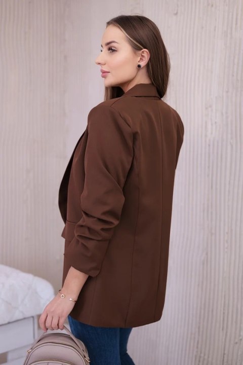 Marynarka z klapami elegancka czekoladowa uniwersalny Marynarka z klapami elegancka czekoladowa uniwersalny