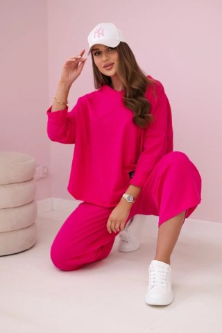 Komplet bawełniany bluza + spodnie fuksja uniwersalny
