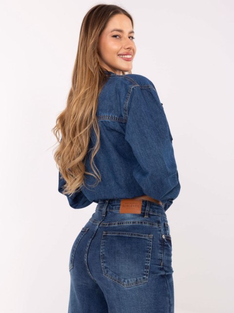 Spodnie D85083BI62544D295 ciemny niebieski L