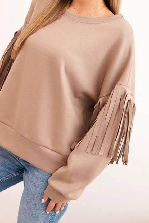 Bluza damska masełkowa z ozdobnymi rękawami fango uniwersalny Bluza damska masełkowa z ozdobnymi rękawami fango uniwersalny