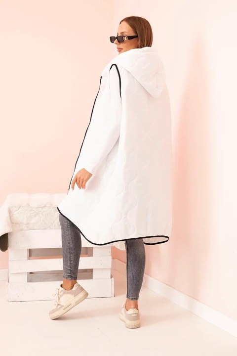 Kamizelka damska pikowana Plus Size z kapturem zapinana na zamek biała uniwersalny Kamizelka damska pikowana Plus Size z kapturem zapinana na zamek biała uniwersalny