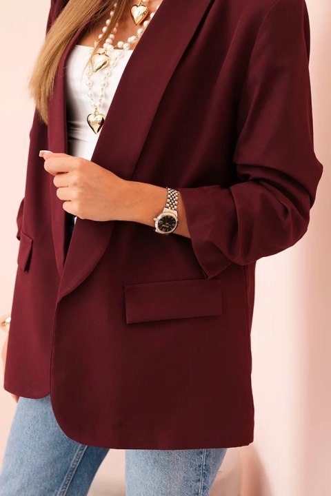 Marynarka z klapami elegancka bordowa uniwersalny Marynarka z klapami elegancka bordowa uniwersalny