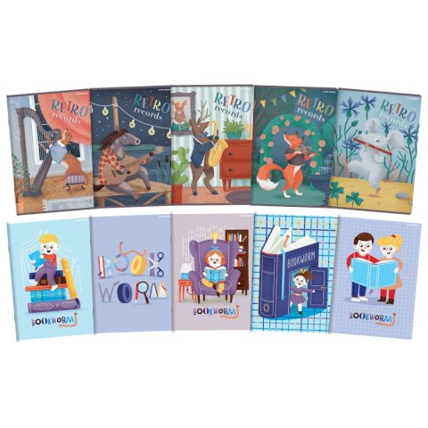 Zeszyt Top 2000 BOOKWORM/RETRO A5 32k. 70g podwójna linia kolor (400169401)