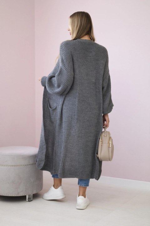 Sweter długi kardigan ciemny szary uniwersalny Sweter długi kardigan ciemny szary uniwersalny