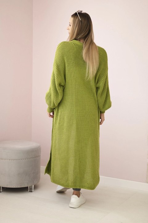 Sweter długi kardigan oliwkowy uniwersalny Sweter długi kardigan oliwkowy uniwersalny