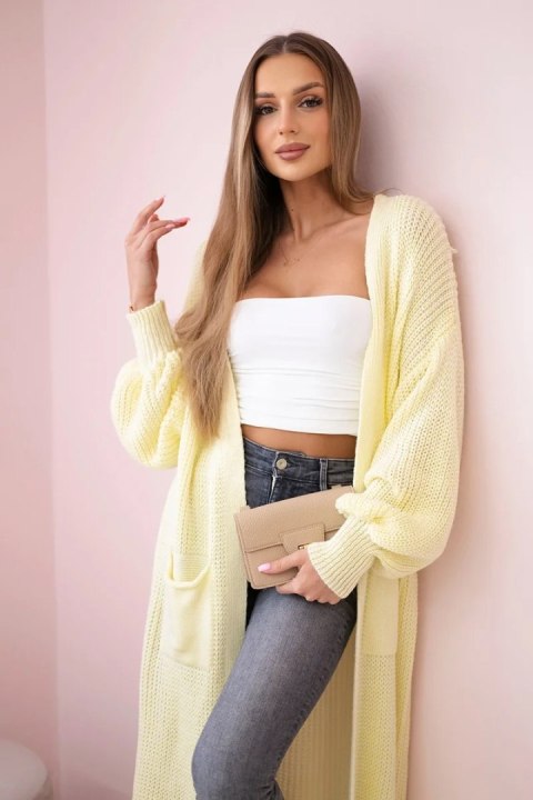 Sweter długi kardigan żółty uniwersalny Sweter długi kardigan żółty uniwersalny