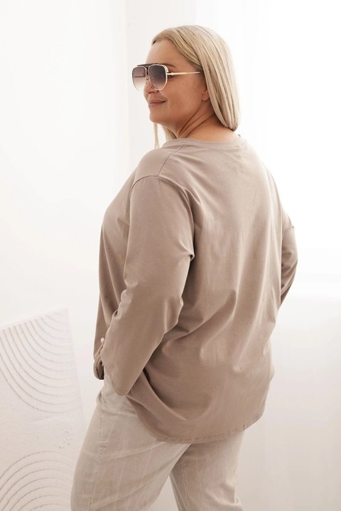 Bluzka damska plus size z bawełną z długim rękawem i marszczeniem fango uniwersalny Bluzka damska plus size z bawełną z długim rękawem i marszczeniem fango uniwersalny
