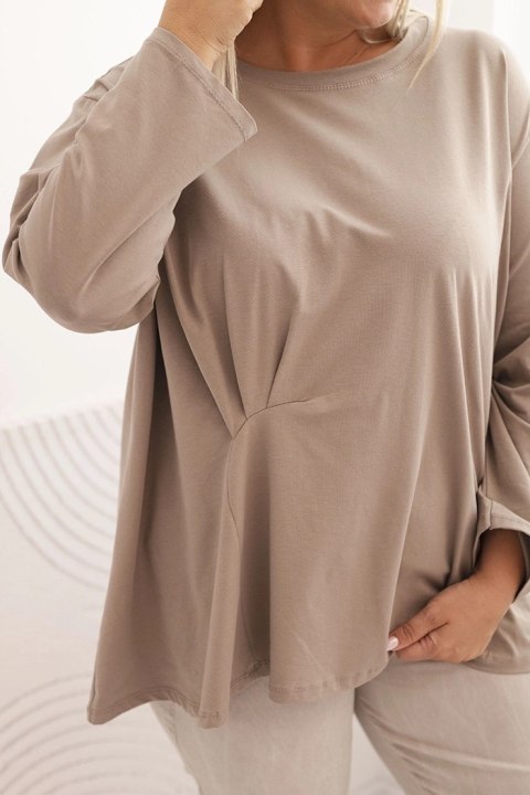 Bluzka damska plus size z bawełną z długim rękawem i marszczeniem fango uniwersalny Bluzka damska plus size z bawełną z długim rękawem i marszczeniem fango uniwersalny