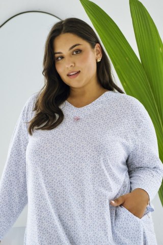 KOSZULA DEBORA 3464 DR R.2XL-4XL XXL niebieski/liście