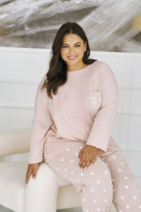 PIŻAMA NORI 3468 DR R.2XL-3XL XXL beżowy/serca