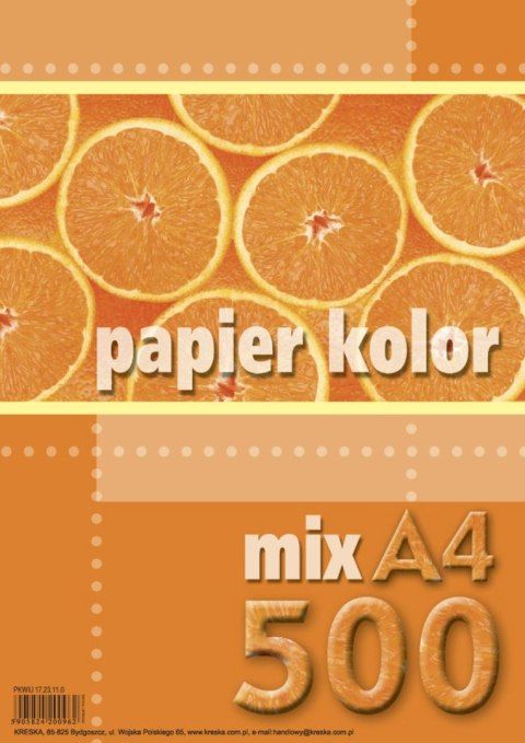 Papier kolorowy A4 mix 500k. 80g Kreska Papier kolorowy A4 mix 500k. 80g Kreska