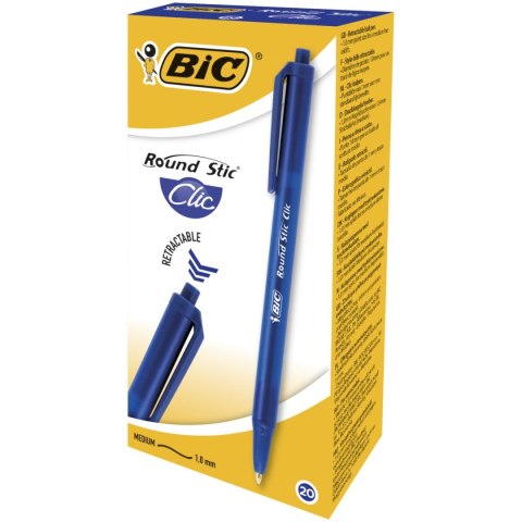 Długopis olejowy Round Stic Clic niebieski 0,4mm Bic (926376) Długopis olejowy Round Stic Clic niebieski 0,4mm Bic (926376)