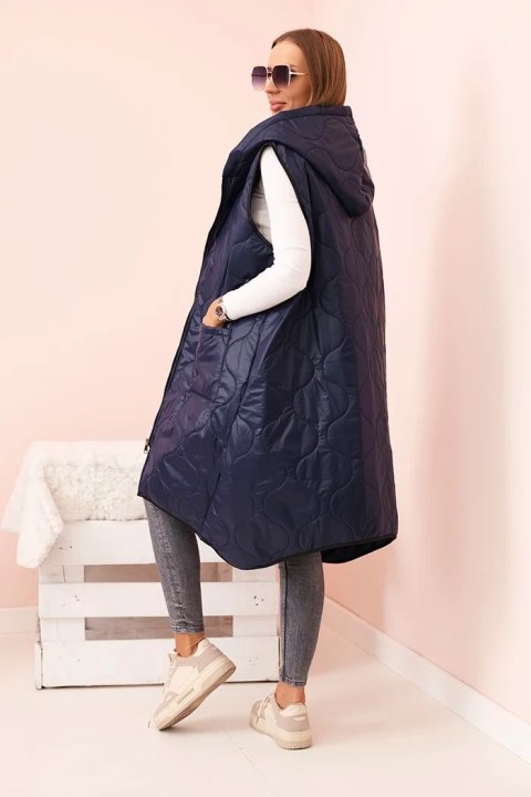Kamizelka damska pikowana Plus Size z kapturem zapinana na zamek granatowa uniwersalny Kamizelka damska pikowana Plus Size z kapturem zapinana na zamek granatowa uniwersalny