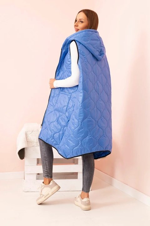Kamizelka damska pikowana Plus Size z kapturem zapinana na zamek jeansowa uniwersalny Kamizelka damska pikowana Plus Size z kapturem zapinana na zamek jeansowa uniwersalny