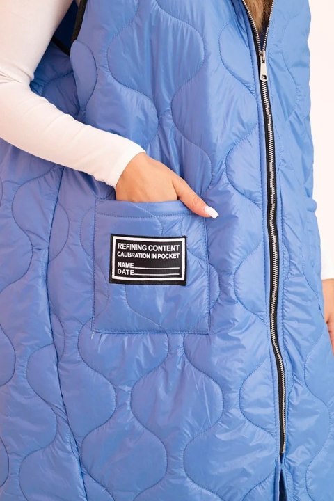 Kamizelka damska pikowana Plus Size z kapturem zapinana na zamek jeansowa uniwersalny Kamizelka damska pikowana Plus Size z kapturem zapinana na zamek jeansowa uniwersalny