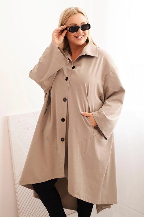 Narzutka damska Plus Size Punto z bawełną i guzikami fango uniwersalny