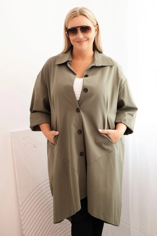 Narzutka damska Plus Size Punto z bawełną i guzikami khaki uniwersalny
