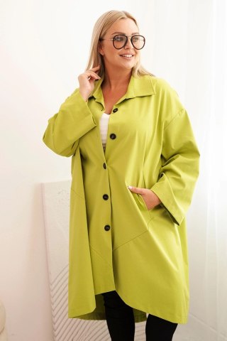 Narzutka damska Plus Size Punto z bawełną i guzikami pistacjowa uniwersalny