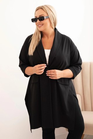 Narzutka damska Plus Size Punto z bawełną zapinana na guzik czarna uniwersalny