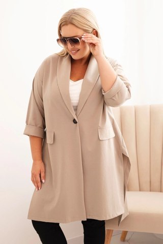 Narzutka damska Plus Size Punto z bawełną zapinana na guzik fango uniwersalny