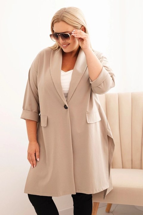 Narzutka damska Plus Size Punto z bawełną zapinana na guzik fango uniwersalny Narzutka damska Plus Size Punto z bawełną zapinana na guzik fango uniwersalny